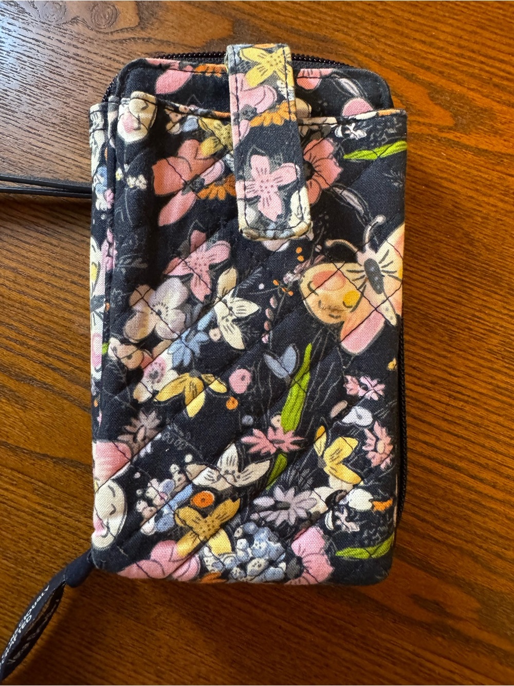 Vera Bradley Navy Floral Quilted Wristlet Wallet Vera Phone Holder Card Holder